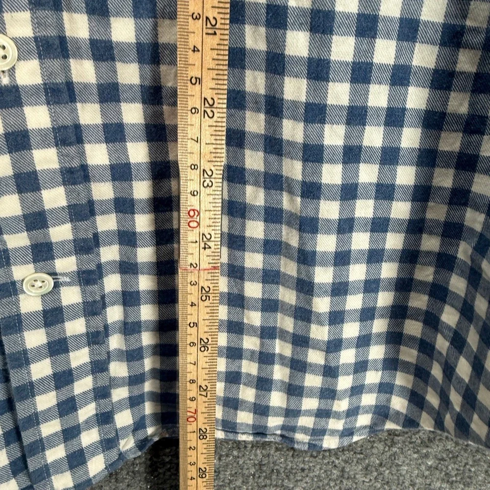 Ledbury Dress Shirt Mens 16 35 Blue Gingham Check Cotton Spread Collar Button Up
